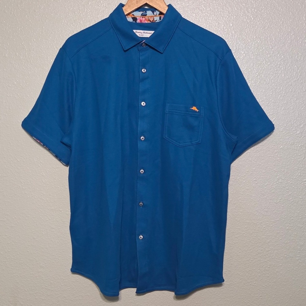 Tommy Bahama IslandZone Shirt Mens Med Blue Supima Cotton Performance Golf NWT